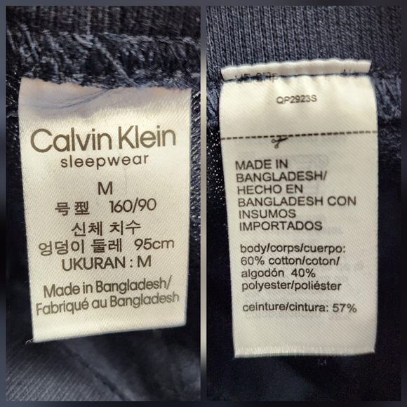 Calvin Klein Sleepwear Pants Navy Blue Lounge Joggers Cotton Blend Size M - Picture 2 of 9